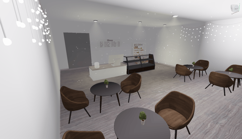 interior of a bakery modeled in Roblox Studio