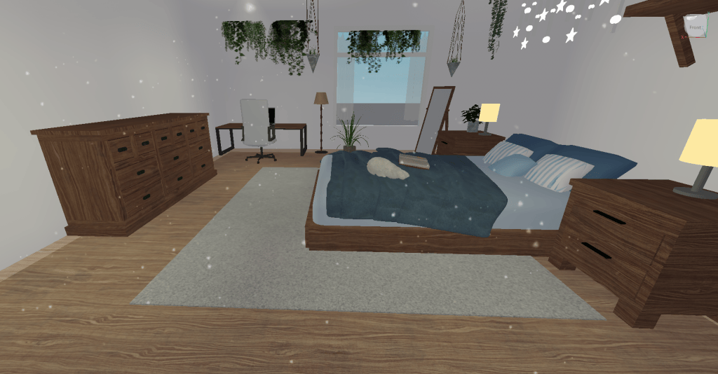 roblox studio model bedroom with plants side view