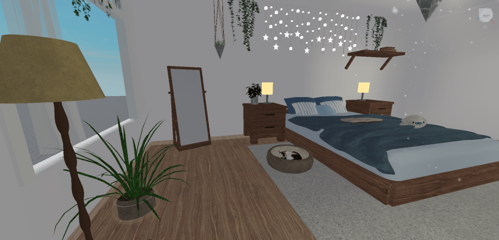 roblox studio model bedroom with plants angled side view